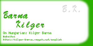 barna kilger business card